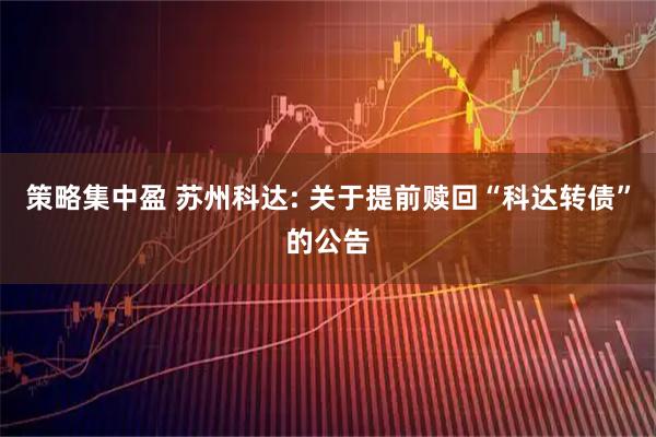 策略集中盈 苏州科达: 关于提前赎回“科达转债”的公告